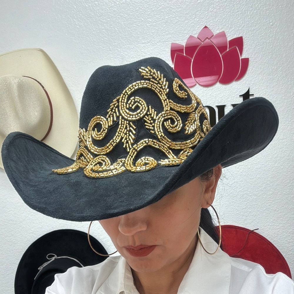 Stetson Black and Gold Embroidered Cowboy Hat - Picture 5 of 8